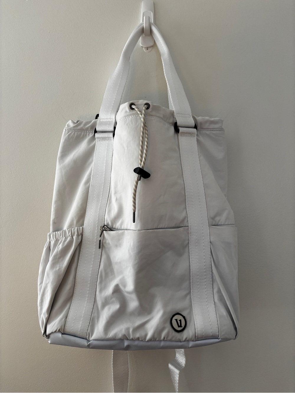 Vuori V1 Convertible Tote White Drawstring Backpack